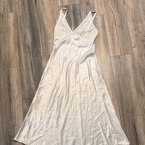 Oscar de la Renta White Nightgown Satin Dress